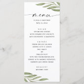 Waterverf groen bloemenblad script bruiloft menu (Voorkant)