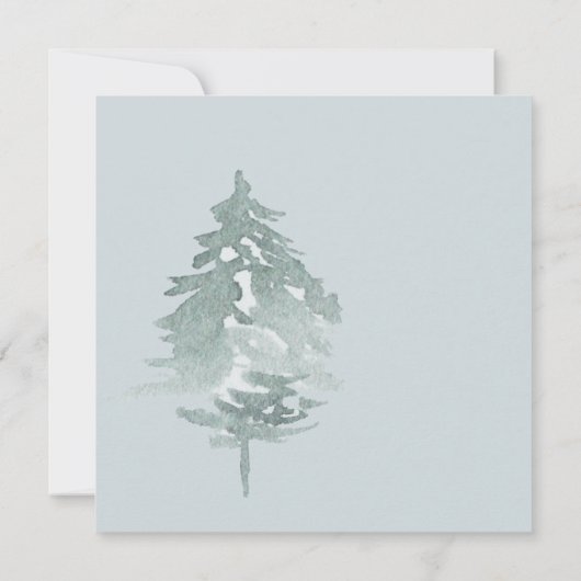 Waterverf groen bos pijnbomen bruiloft save the date (Achterkant)