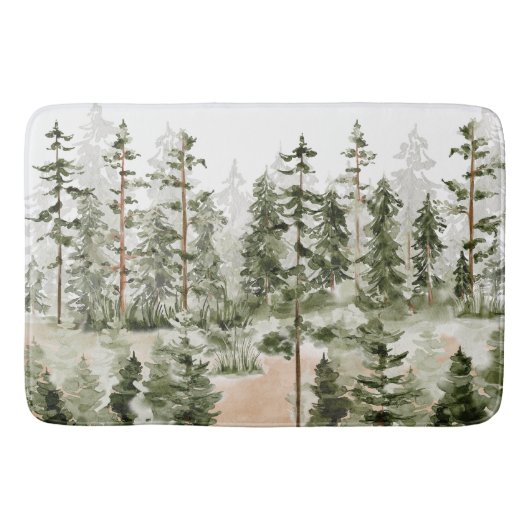 Waterverf groen boslandschap badmat (Voorkant)