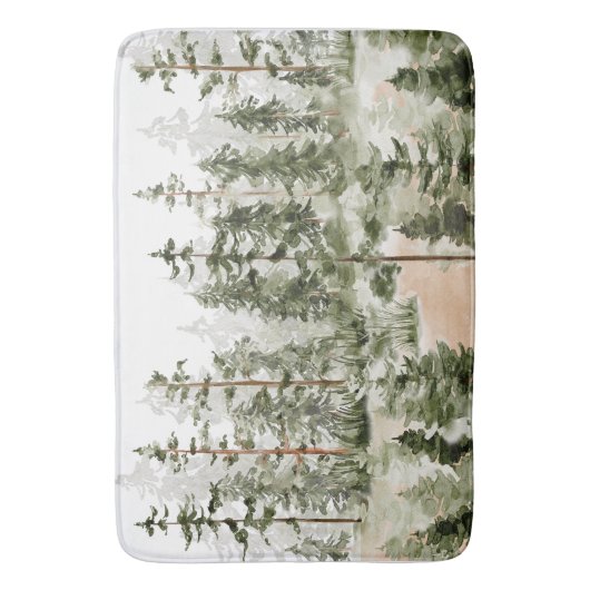 Waterverf groen boslandschap badmat (Voorkant Verticaal)