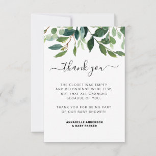 Waterverf groen botanisch Baby shower Bedankkaart