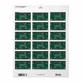 Waterverf Groen Botanische Bloemen Kerst Etiket (Full Sheet)