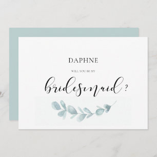 Waterverf groen bruidsmeisje voorstel kaart