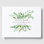 Waterverf groen bruiloft. Bos botanisch Gastenboek (Voorkant)