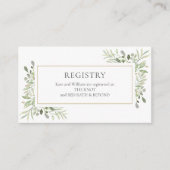 Waterverf Groen Bruiloft Douche Gift Registry Informatiekaartje (Voorkant)
