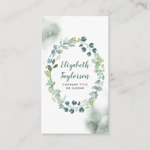 Waterverf groen bruiloft elegant en creatief visitekaartje