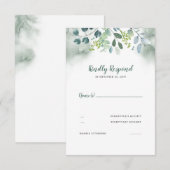 Waterverf groen bruiloft RSVP Kaartje (Voorkant / Achterkant)