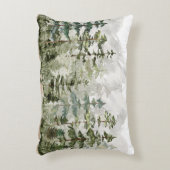 Waterverf groen dennenbos op berg accent kussen (Voorkant(Verticaal))