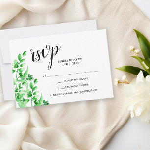 Waterverf groen Elegante kalligrafie bruiloft RSVP Kaartje