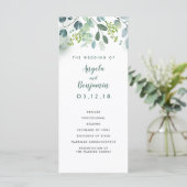 Waterverf Groen Elegante Trouwprogramma's Programma (Staand voorkant)