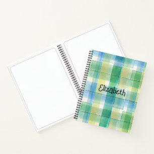 Waterverf Groen en Blauw Plaid Notitieboek