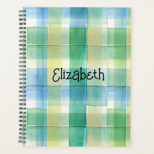 Waterverf Groen en Blauw Plaid Planner (Voorkant)