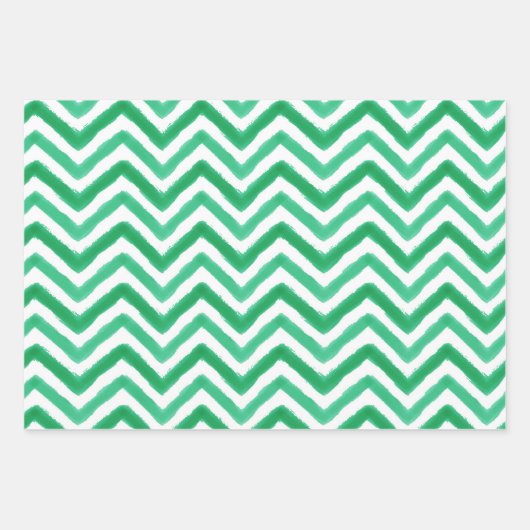 Waterverf Groen en Blauw Popsikel Chevron Inpakpapier Vel (Voorkant 2)