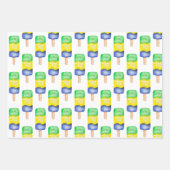 Waterverf Groen en Blauw Popsikel Chevron Inpakpapier Vel (Voorkant)