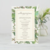 Waterverf groen en bosrijke bruiloft programma (Staand voorkant)