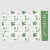 Waterverf Groen en Geel Golftoernooi Golfhanddoek (Horizontaal)