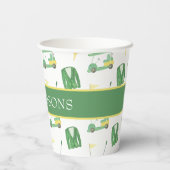 Waterverf Groen en Geel Golftoernooi Papieren Bekers (Achterkant)