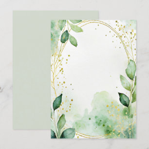 Waterverf groen en gouden blanco bruiloft kaart