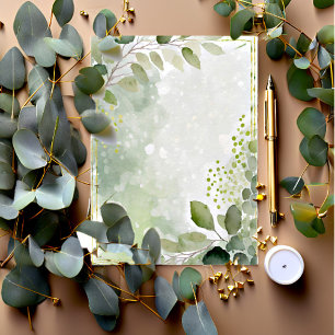 Waterverf groen en gouden blanco bruiloft kaart