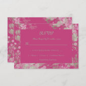 Waterverf groen en roze botanisch RSVP kaartje (Voorkant / Achterkant)