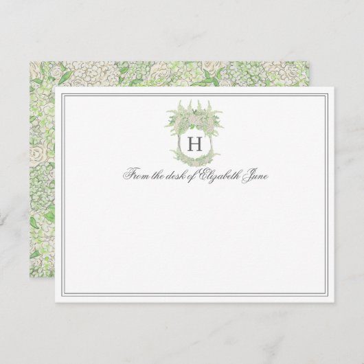 Waterverf groen en wit Hydrangea Crest bruiloft Bedankkaart (Voorkant / Achterkant)