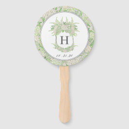 Waterverf groen en wit Hydrangea Crest bruiloft Handwaaier