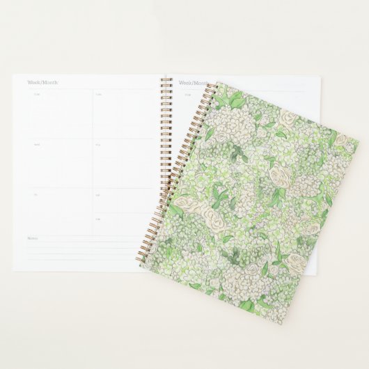 Waterverf groen en wit Hydrangea Crest bruiloft Planner (Display)