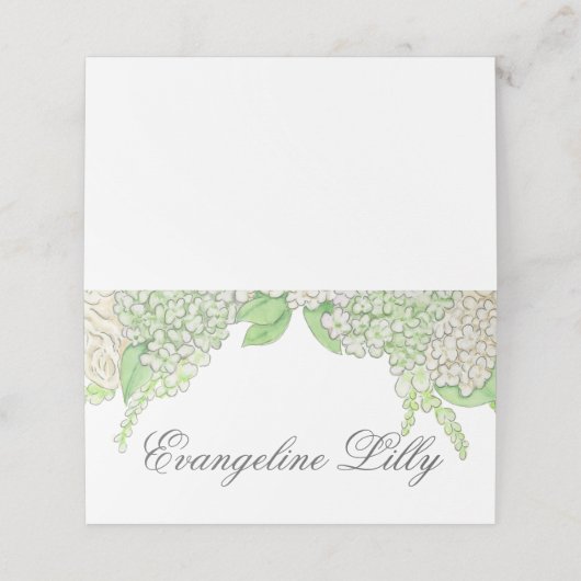 Waterverf groen en witte hortensia crest bruiloft (Buitenkant ongevouwen)