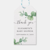 Waterverf groen eucalyptus baby shower dank u cadeaulabel (Voorkant)
