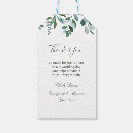 Waterverf groen, eucalyptus Dank u Cadeaulabel (Achterkant)