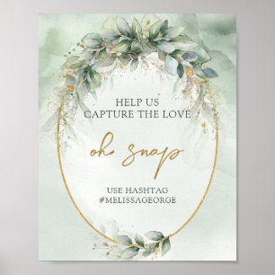 Waterverf groen eucalyptus goud ovaal Oh snap Poster