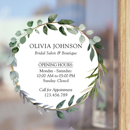 Waterverf Groen Eucalyptusbladeren Openingstijden Raamsticker