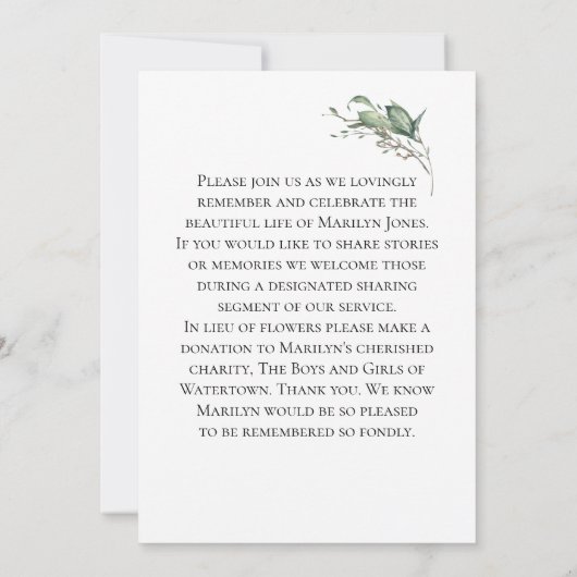 Waterverf groen Fotoviering van het leven Kaart (Achterkant)