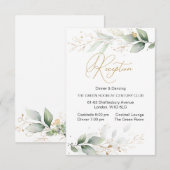 Waterverf groen & goud blad Reception Informatiekaartje (Voorkant / Achterkant)