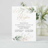 Waterverf groen & goud gebladerte Ontvangst Informatiekaartje (Staand voorkant)