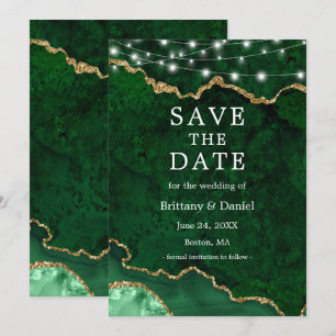 Waterverf Groen Goud Marmer Agaat Geode Lichten Save The Date