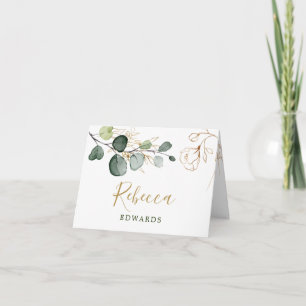 Waterverf groen, gouden bloemen plaatskaart kaart