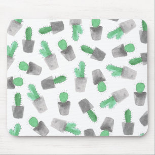 Waterverf groen grijs modern cactus patroon muismat