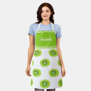 Waterverf groen Kiwi patroon gepersonaliseerd Schort