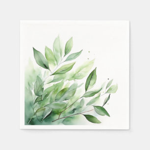 Waterverf groen laat elegante botanische tuin acht servet