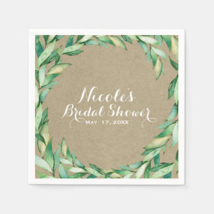 Waterverf Groen laat Rustic Kraft Wedding Servetten