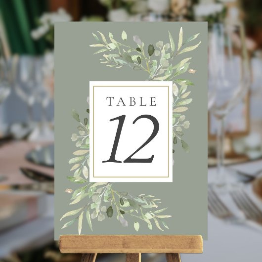 Waterverf groen laat tafelnummers