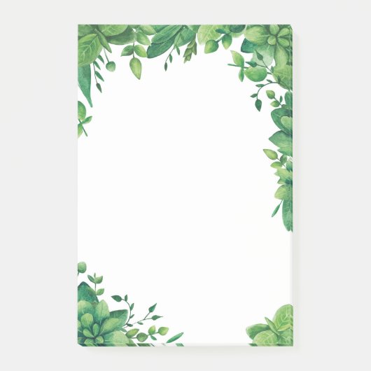 Waterverf groen loof. Groene botanische Post-it® Notes (Voorkant)