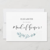 Waterverf groen Maid of eer voorstel kaart (Voorkant)