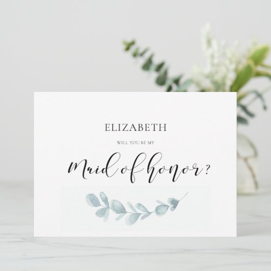 Waterverf groen Maid of eer voorstel kaart (Staand voorkant)