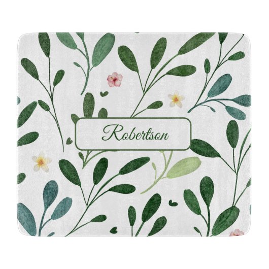 Waterverf groen met naam snijplank (Voorkant)