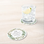 Waterverf groen monogram bruiloft Onderzetter (Insitu)