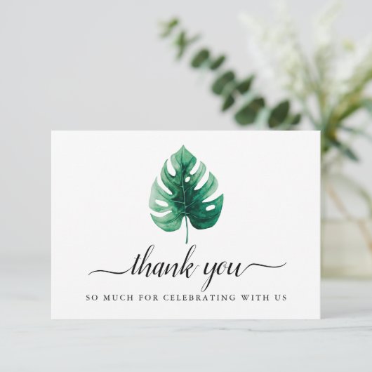 Waterverf Groen Monstera Leaf Dank u Kaart (Staand voorkant)