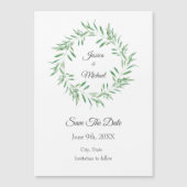 Waterverf Groen Olijf Krans Save The Date Magnetische Uitnodiging (Voorkant)