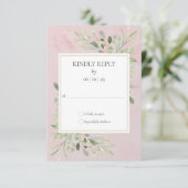 Waterverf groen roze marmeren bruiloft RSVP (Staand voorkant)